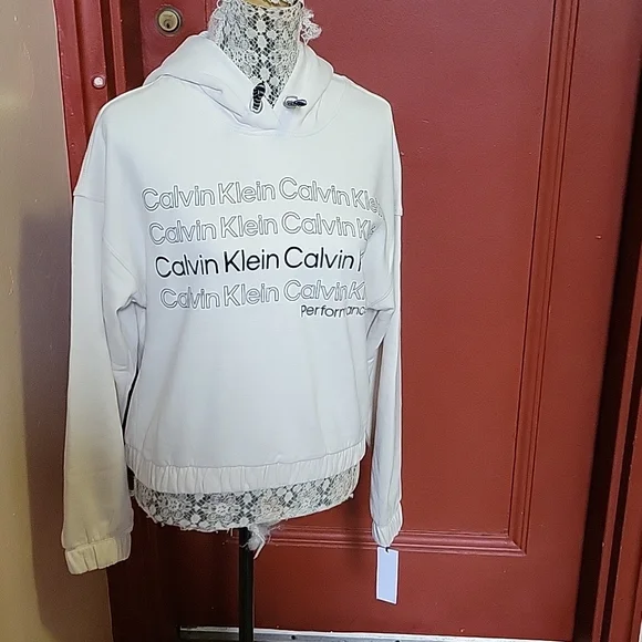 Calvin Klien Performance Off-White Hoodie Top Size Small - Picture 6 of 14